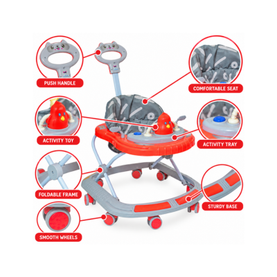 Maanit Penguins Adjustable Musical Activity Walker (Red)